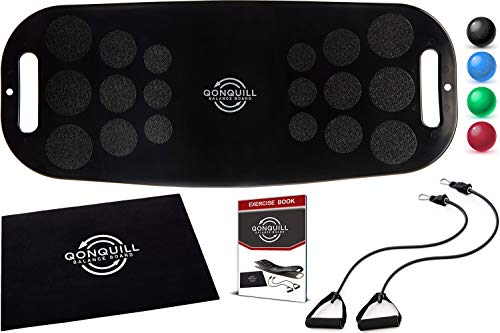 Balance Board Set | Premium Quality Fit Board + Workout Mat + 2 Resistance Bands + Exercise Book | Core, Abs, Arms, Legs Toning - Improve Balance with a Simply Twist Home Fitness Exercise Equipment
