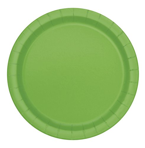 Lime Green Solid Round Paper Dinner Plates - 9