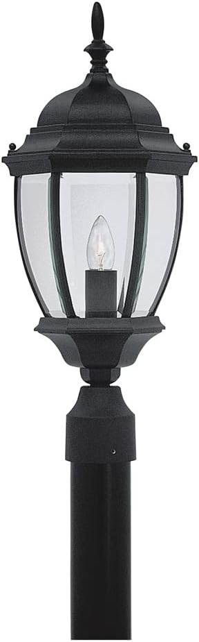 Designers Fountain 1-Light Tiverton Outdoor Post Lantern, 21.5 Inch Exterior Lighting Fixture, Black, 2436-BK