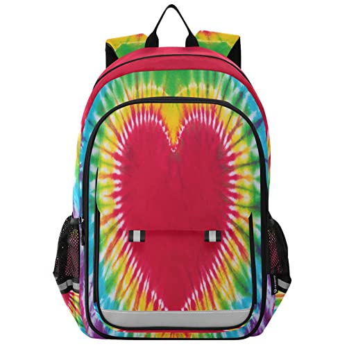 Sac à dos écolier durable imprimé tie-dye avec cœur stylisé
