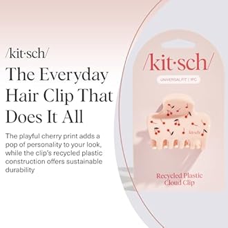 Kitsch Medium Hair Clips for Women – Strong Hold Claw Clips for Thick or Thin Hair – Recycled Plastic, Non-Slip, Durable – Cherry Print | Ideal Gifts for Women – 1pc