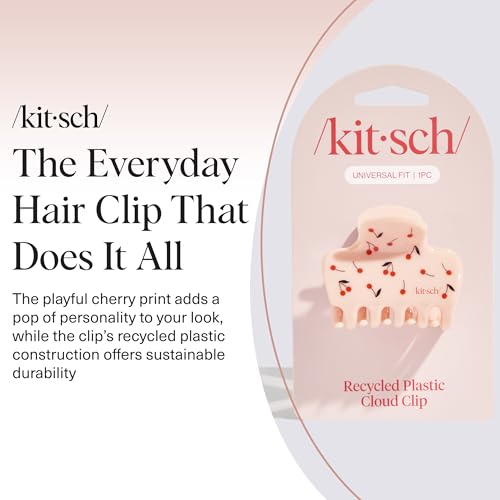 Kitsch Medium Hair Clips for Women – Strong Hold Claw Clips for Thick or Thin Hair – Recycled Plastic, Non-Slip, Durable – Cherry Print | Ideal Gifts for Women – 1pc