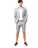 Men Suit 2 Piece Groom Tuxedo with Short Pants Fashion Business Mens Summer Wear Suits Sets 38/32 Grey