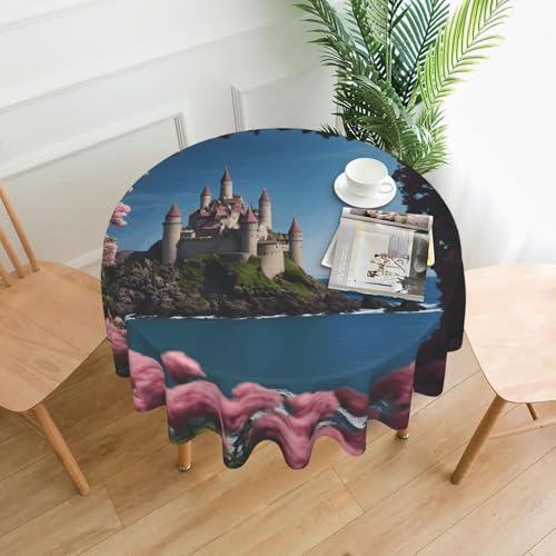 Nappe Belle Île avec des Fleurs Imprimées Nappes Style Anti-Taches Nappe De Table pour Décoration Plein Air Événements 152Cm