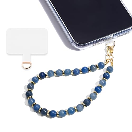 Image of Marble Beaded Phone Wrist Strap for Women, Detachable Design