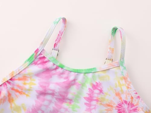 Image of Girls One Piece Swimsuits Adjustable Double Strap for Kids Palm Tree Print Toddler Bathing Suit Size 2T-10