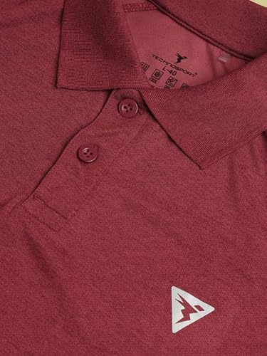 Image of TECHNOSPORT Men's 100% Polyester Slim Fit Self-Design Half Sleeve Polo T-Shirt with Double Cool, SPF50+ Properties for Gym, Workout 7 Regular Use