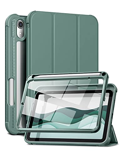 Case for iPad mini 7 (A17 Pro) 2024 & iPad mini 6 2021 Case, [Built-in Screen Protector][Auto Sleep/Wake][Pencil Holder] iPad mini 6th Generation 8.3-inch Soft Leather Flip Cover with Stand, Green