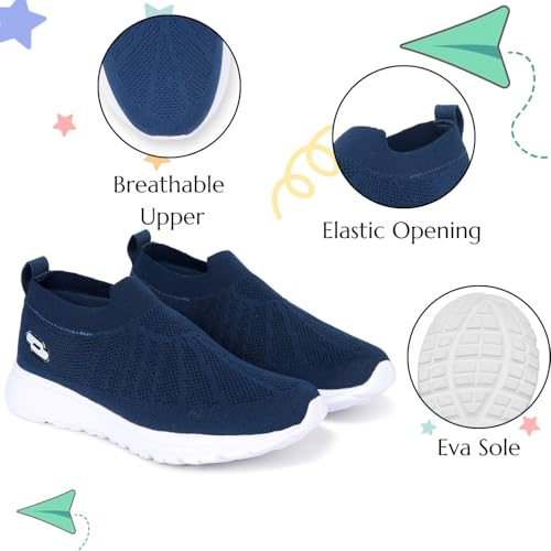 Image of TRASE Sports Slip-On Shoes for Kids | Knitted Upper Lightweight Footwear for Boys & Girls | Comfortable EVA Sole and Breathable Shoes for Walking & Play