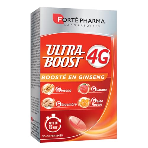 Forté Pharma - Ultra Boost 4G | Booster d'Energie - Anti-Fatigue | Giseng - Guarana - Gelée Royale - Gingembre | Complément Alimentaire à base de Caféine et Acérola | 30 comprimés