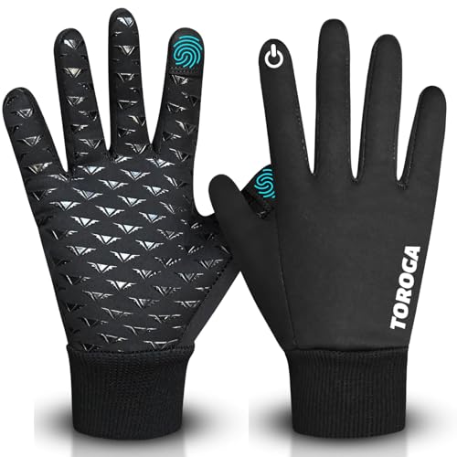 TOROGA Thermo-Winterhandschuhe für Damen und Herren,wasserdicht,Winddicht,mit warmem Fleece gefüttert,Touchscreen-kompatible Outdoor-Handschuhe für kaltes Wetter,Laufen,Radfahren,Wandern (Schwarz, M)