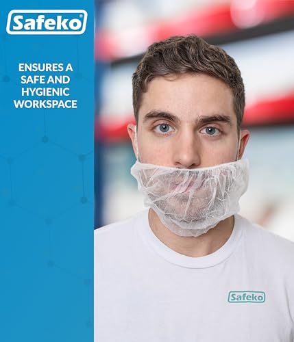 SAFEKO Beard Nets, Disposable Beard Covers, Beard Net for Food Service, Cooking, Cleaning, 18" and 21"