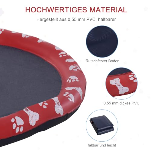 PawHut 150 cm Sprinkler Matte Hunde Aufblasbare Splash Pad rutschfest Rot