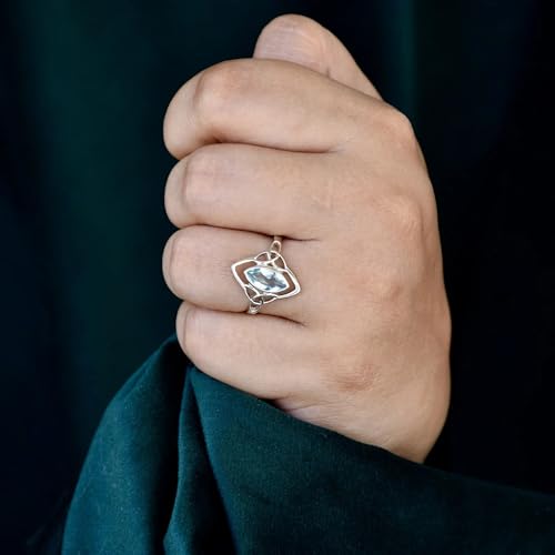 Bague topaze bleue avec nœud celtique en argent 925 - 6