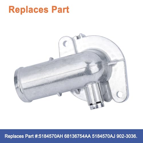 Upgrade aluminum thermostat housing assembly. Replaces part # 5184570AH, 902-3036.Fit for 2011-2021 Dodge Journey & Grand Caravan, Chrysler Town & Country, Dodge Avenger& VW Routan. - Thumbnail 2