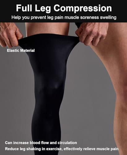 2 Pairs Full Leg Compression Sleeve, Anti-slip Calf Compression Sleeve Women Men, Long Leg Sleeves for Basketball Running3