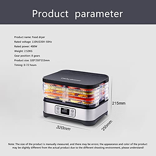 Dörrautomat Elektrisch 400W 5 Tabletts Mit Digitalem Timer Und Temperaturregelung Für Obst Gemüse Fleisch Beef Jerky… – Bild 3