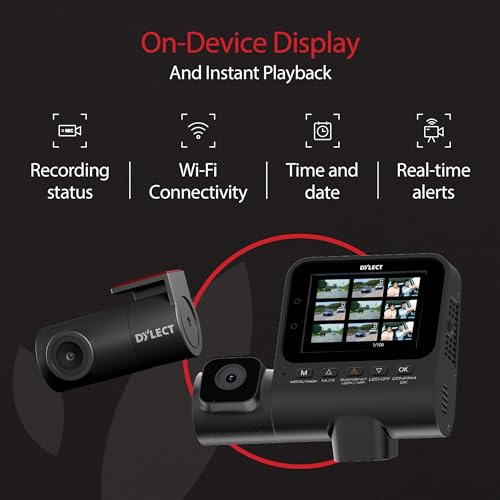 Image of Dylect Sense 4K Ultra 3 Channel Dash Cam with Sony STARVIS 2, 4K Front + 1080p Rear + Cabin, GPS, Night Vision, Wi-Fi, 140 Wide Angle, Loop Recording, 2.4 inch IPS, Supports 1TB