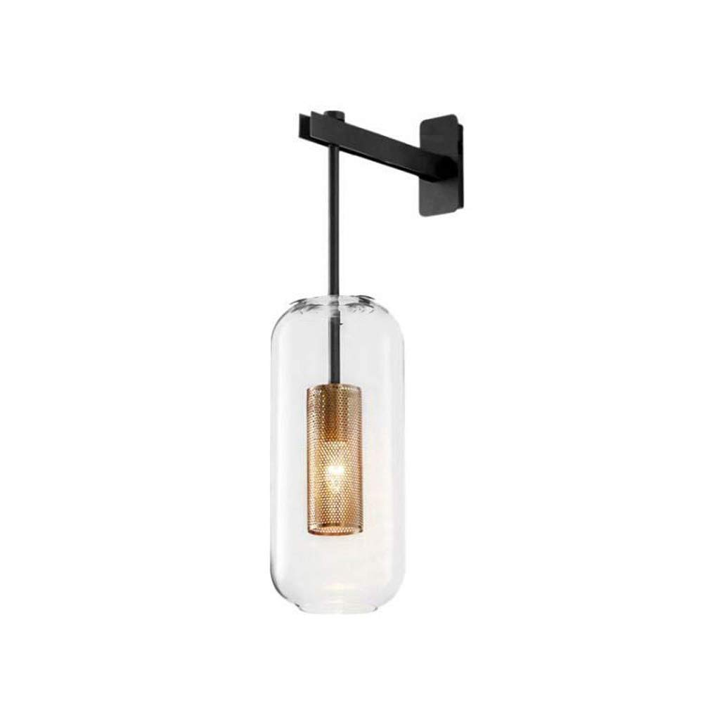 HYJAUSXB Industrial Sconces Wall Lighting with Clear Glass | Retro 1-Light Indoor Mount Light Fixture Decor Farmhouse Lamp for Living Room Corridor Stairs Hallway Bedroom (Black)