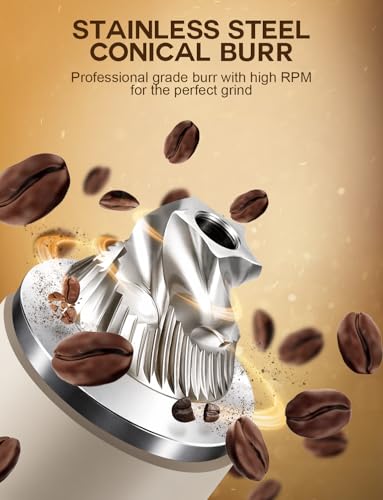 Image of Burr Coffee Grinder - Portable Coffee Bean Grinder with 60 Grind Settings, LCD Timer, 51 & 58mm Portafilter Compatible - Rechargeable Electric Espresso Grinders for Home, Office & Travel