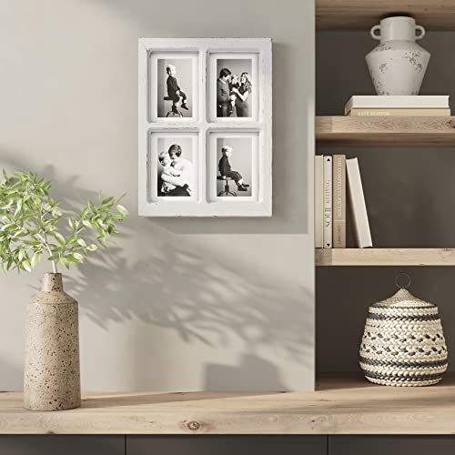 Barnyard Designs 4 Rustic Picture Frames With Matte For 4X6 Picture Frames And 5X7 Collage Picture Frames For Wall, Distressed Wood Pictures Frames Farmhouse Picture Frames, Wall Hanging, White, 16X12 #TOP1