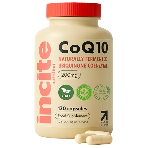 Premium CoQ10 Ubiquinone 200mg - Coenzyme Q10-120 Vegan Capsules - Naturally Fermented High Absorption - Heart, Energy & Fertility Support - Made in UK - Non-GMO - GMP Quality