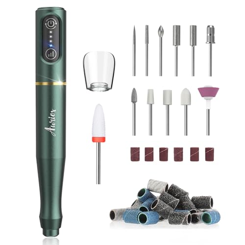Auriox Kabellos Tragbar Nagelfräser, 12 in 1 Profi Maniküre und Pediküre Set 25000 u/min, Akku Elektrische Nagelfeile für Gelnägel und Acrylnägel, Nagelformen, Entfernen von Hornhaut, Nail Drill