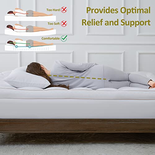 Toptopper Mattress Topper Queen Size, Cooling Mattress Pad Cover For Hot Sleepers, Extra Thick 5D Snow Down Alternative Overfilled Plush Pillow Top With 8-21 Inch Deep Pocket - 60"X80" White #TOP4