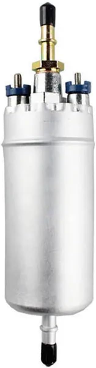 1pcs External High-Pressure Fuel Pump 12V, Aluminum Alloy, Silver, 0580464075, 21CM Length, 52MM Diameter, 8MM Inlet/Outlet, 5BAR,