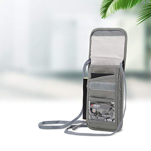 BUBM Neck Wallet, RFID Passport Holder, Travel Wallet, Waterproof, Anti-theft Pouch for Women/Men - Gray - Image 3