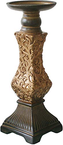 G-mart Set of 3 Gold Resin Pillar Candle Holders -12" H,10" H,8" H,Ideal for LED and Pillar Candles - Thumbnail 7