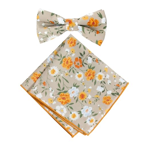 Spring Notion Boy's Cotton Floral Print Bow Tie and Pocket Squre Set