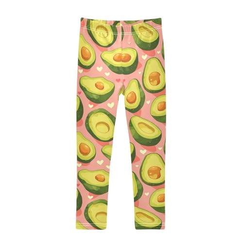 Wusikd Avocado Girls' Leggings Toddler Doodles Hearts Kids Yoga Pants Dance Active Tights 4T
