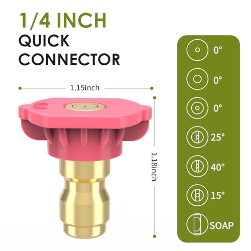 Image of HIMOTOR Pressure Washer Tips Set with 7 Nozzles, 1 /4 Inch Quick Connect, 4000 PSI, Red, Yellow, Green, White, Black