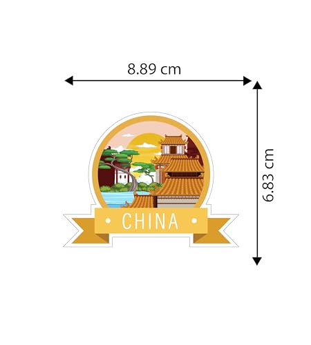 Image of Gift Me Bazar Country Fridge Magnet for Home Kitchen Refrigerator Door Stylish Decor Multicolored Souvenir Gift | Country Theme MDF Wooden Fridge | Souvenir Travel Magnets (China Fridge Magnet)