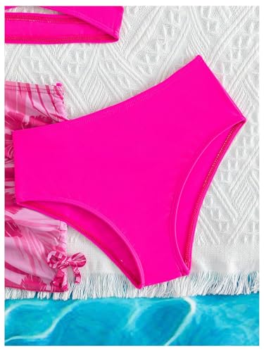 SHENHE Girl's 3 Piece Swimsuits Wrap Criss Cross High Waisted Bikini Set with Cover Up Skirt4