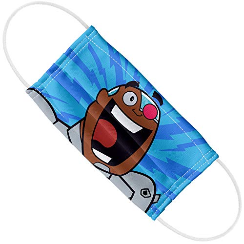 Popfunk Teen Titans Go! Cyborg Character Pattern 1-Ply Reusable Face Mask Covering with Adjustable Nose Wire, Unisex