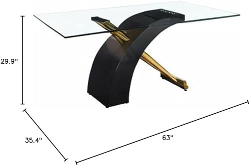 Miniatura 2 de Mesa de comedor rectangular de cristal mesa de cocina con patas cruzadas superiores de vidrio templado transparente mesa auxiliar de mesa de comedor