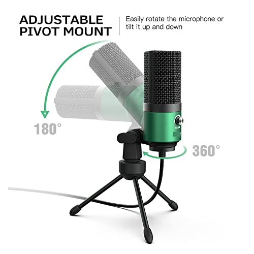 Microphone USB en métal K669 vert avec directivité cardioïde et contrôle du volume intégré - 8