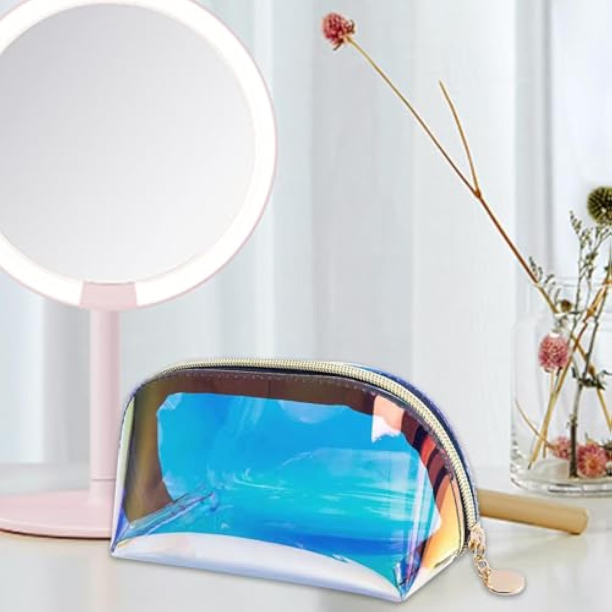 Iridescent Holographic Makeup Bag, Travel Essentials