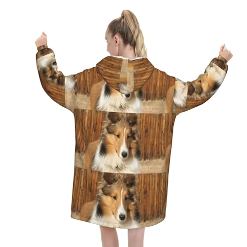 Sweat à capuche couverture Sheltie unisexe en flanelle