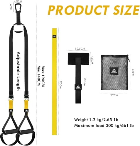 Flintronic Schlingentrainer, Sling Trainer Set für EIN Ganzkörpertraining, Schlingentrainer für Zuhaus, Gelb