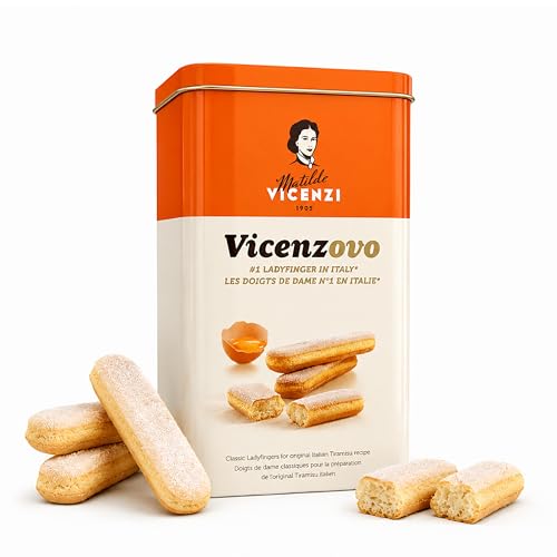 Matilde Vicenzi Ladyfingers Biscuits in Decorative Tin 400g Classic Italian Biscuits Ladyfingers Cookies for Tiramisu Desserts & Snacking Italian Bakery Dessert Gifts For Special Occasions