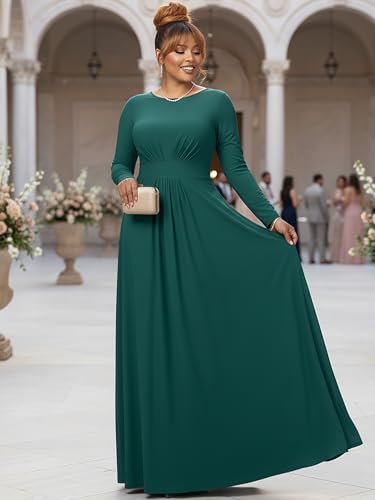 Image of KOH KOH Womens Long Sleeve Flowy Empire Waist Fall Winter Maxi Dress Gown