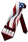 Three Rooker Maga Flag Tie Mens Patriotic Neckties USA Flag Ties for Men Trump Necktie