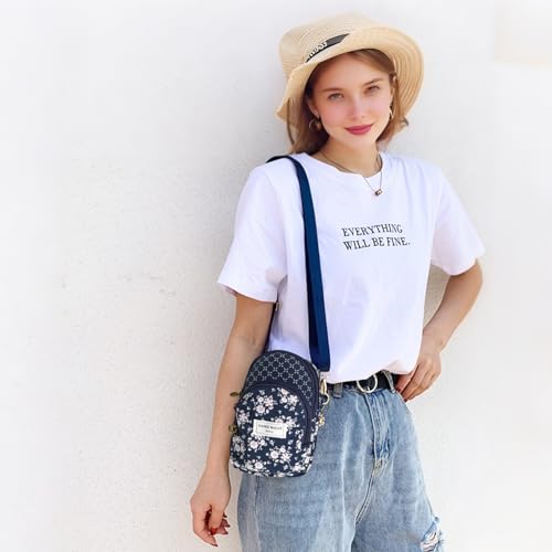 WITERY Small Crossbody Bags for Women - Cute Floral Crossbody Purse Cloth Pouch Mini Cell Phone Purse Wallet2