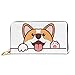 Produktbild JHGFG Mode Handtasche Reißverschluss Brieftasche Lustige Corgi Hundepfoten über weiße Telefonkupplung Geldbörse Abendkupplung Blockieren Leder Brieftasche Multi Card Organizer