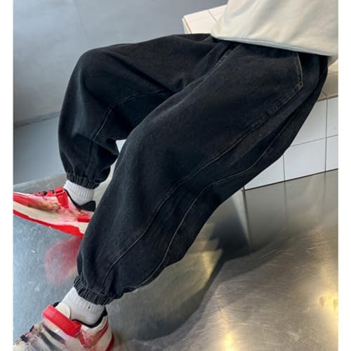 Wide Leg Jeans for Boys Baggy Elastic Waist Casual Wash Denim Pants Teen Fall Streetwear Trousers with Pocket4