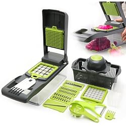 Maquina Para Picar Verduras En Cuadritos Aorleiciz Cortador de verduras 17 en 1, cortador de cebollas, pepinos, verduras, cortador de frutas, amoladora de cocina con 7 cuchillas y picadora