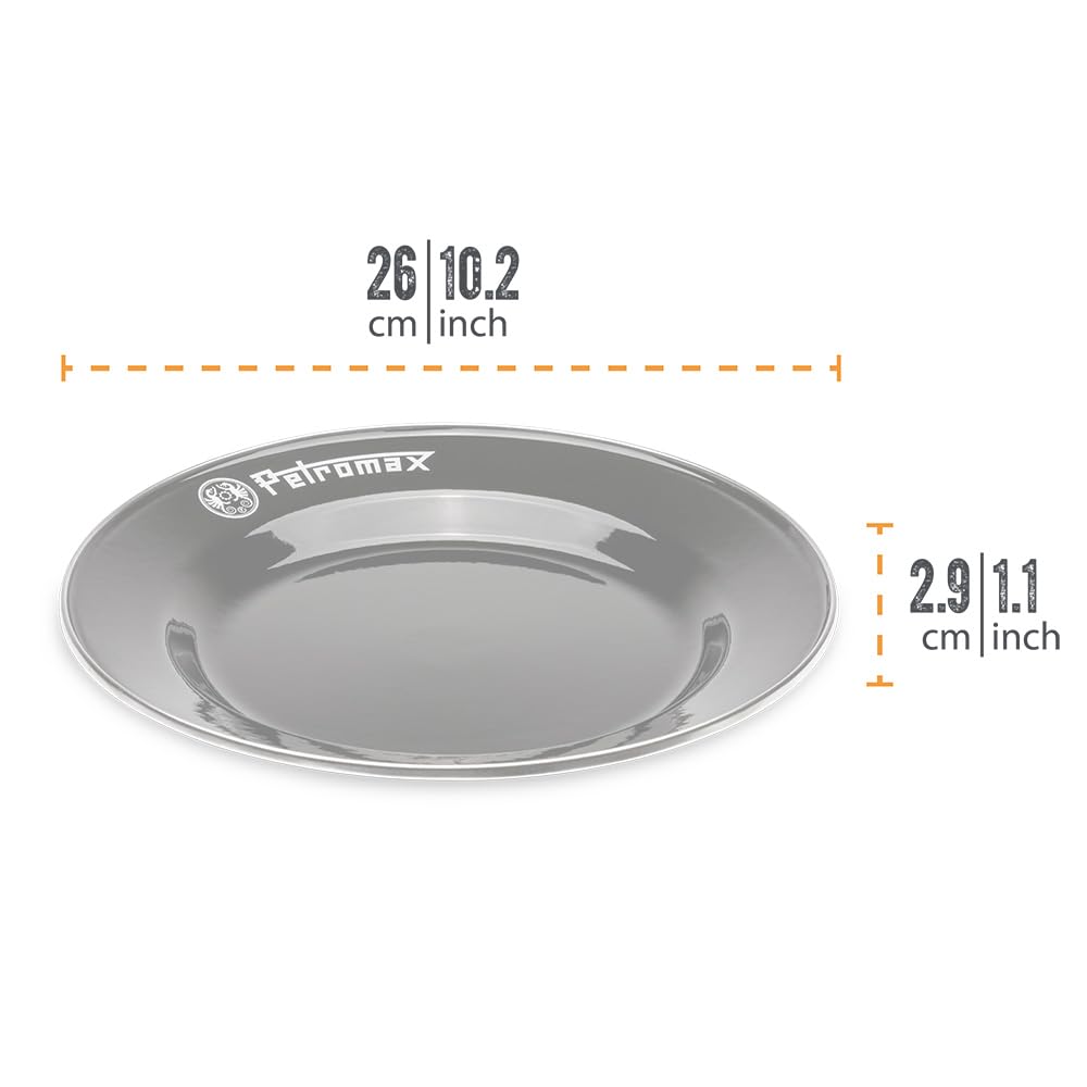 Set 2 Piatti Smaltati Petromax - Nero, 26 Cm, Bordo Acciaio Inox, Per Campeggio E Outdoor - Foto 10